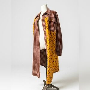 NWT GiGio Yellow and Brown Flower/Flannel Women's Jacket Size L